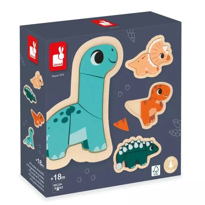 Janod 4 Puzles Evolutivos Dino - ^ Puzzles Para Niños