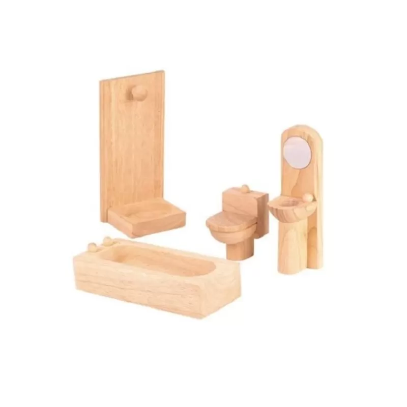 Plan Toys Baño De Madera Natural - ^ Accesorios Para Casas De Muñecas