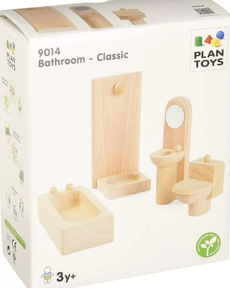 Plan Toys Baño De Madera Natural - ^ Accesorios Para Casas De Muñecas