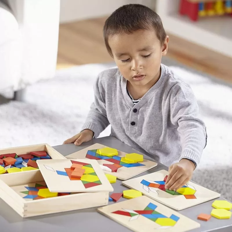 Melissa & Doug Bloques Y Tableros Con Motivos De Aprendizaje - ^ Juegos De Puzzle, Estrategia Y Logica