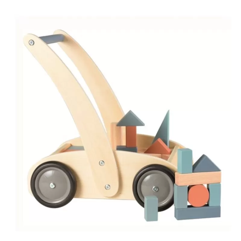 Egmont Toys Carrito Andador Con Bloques De Madera - ^ Bloques De Construcción