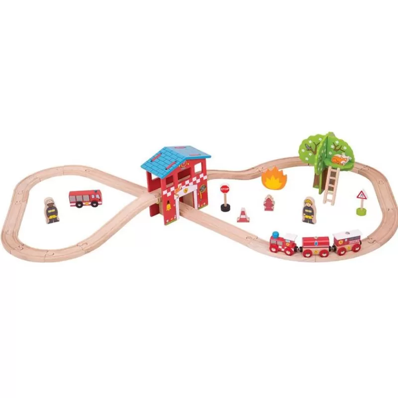 Bigjigs Toys Circuito De Tren Fuego Y Rescate - ^ Rutas Del Tren Brio