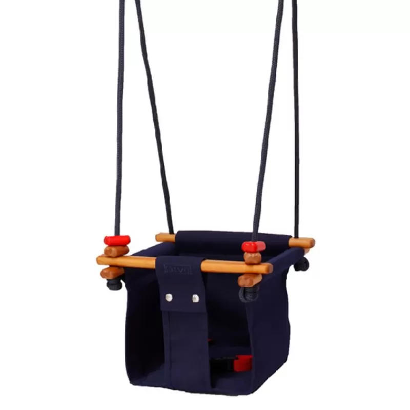 Solvej Swings Columpio De Madera Y Tela Azul - ^ Muebles De Jardín, Columpios