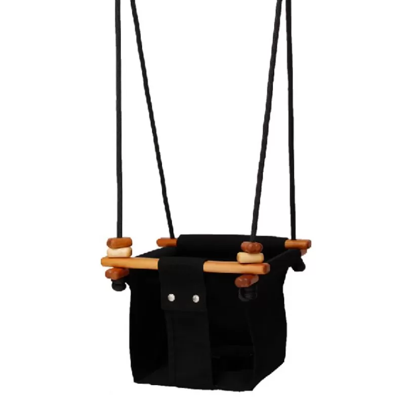 Solvej Swings Columpio De Madera Y Tela Negro - ^ Muebles De Jardín, Columpios