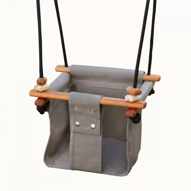 Solvej Swings Columpio De Madera Y Tela Taupe - ^ Muebles De Jardín, Columpios