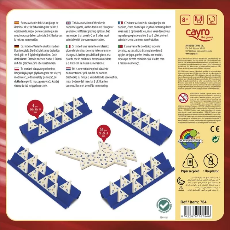 Cayro Domino Triangular - Caja De Metal - ^ Dominos, Loto Et Memory