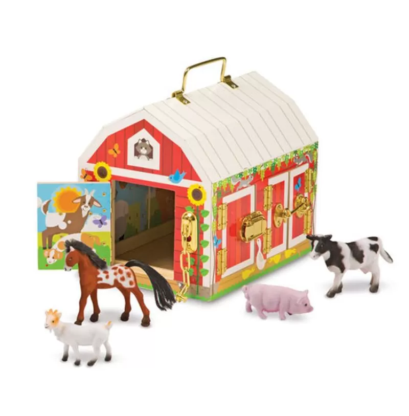 Melissa & Doug Establo Con Cerraduras - ^ Granja, Safari Y Caballos