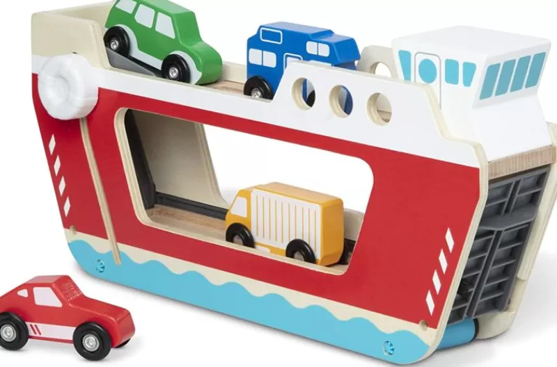 Melissa & Doug Ferry Y 4 Vehiculos De Madera - ^ Grúas, Tractores, Aviones...