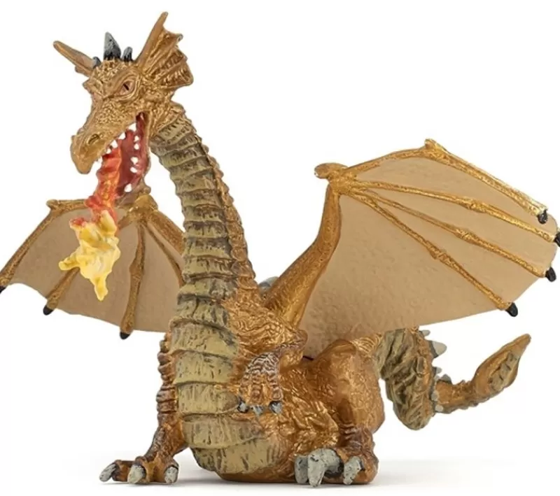 Papo Figura De Dragon Dorado Con Llama - ^ Cuentos Y Leyendas