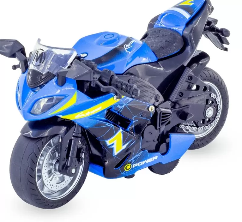 Ulysse Motocicleta En Miniatura De Friccion Azul ^ Ciclistas En Miniatura