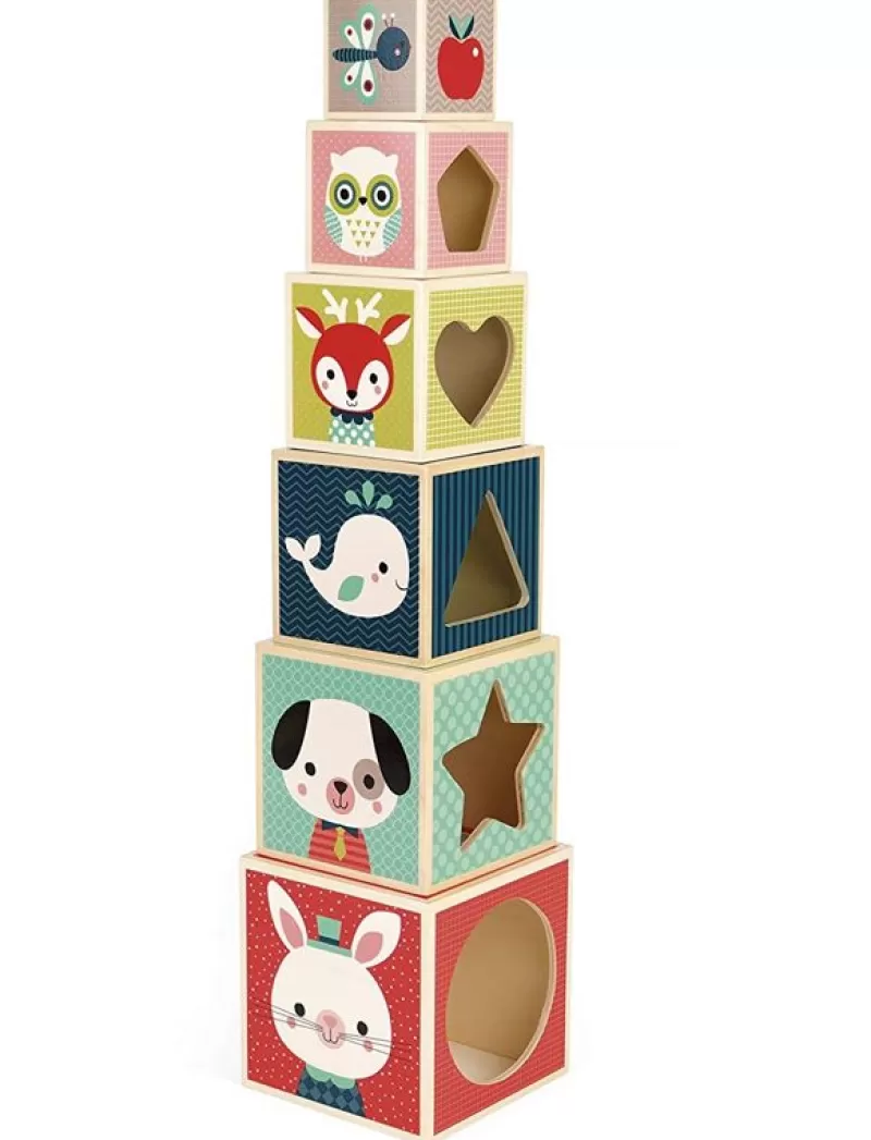 Janod Piramide 6 Cubos Baby Forest - ^ Bloques Y Juguetes Apilables