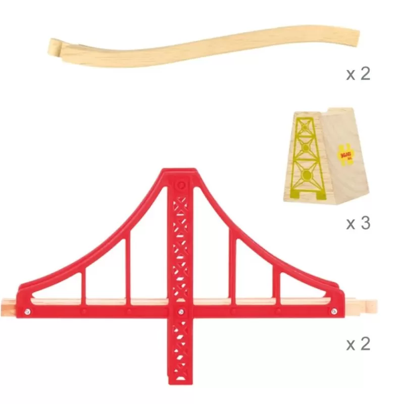 Bigjigs Toys Puente Colgante Doble - ^ Estaciones De Ferrocarril, Puentes Y Edificios De La Brio