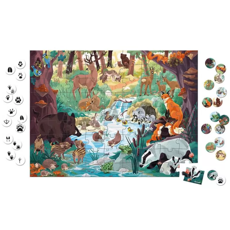 Janod Puzle De 81 Piezas Huellas De Animales - ^ Puzzles De 50 A 80 Piezas