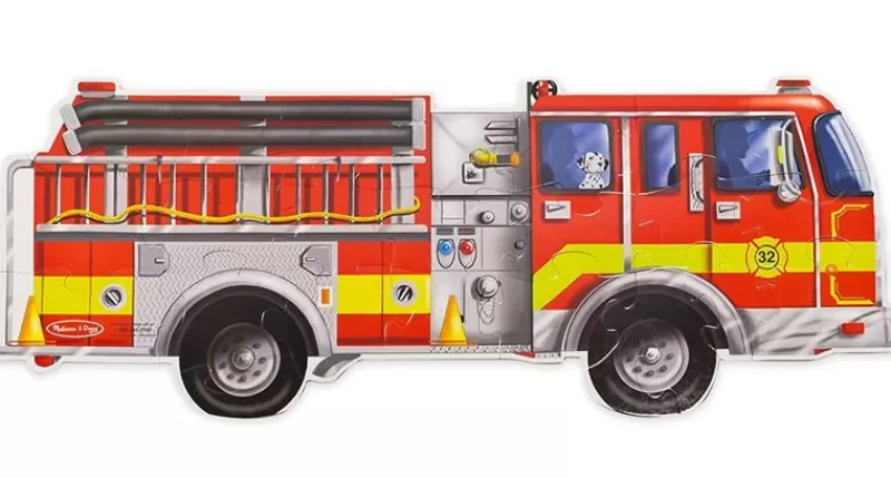 Melissa & Doug Puzzle Del Camion De Bomberos Gigante - ^ Puzzles De 20 A 48 Piezas