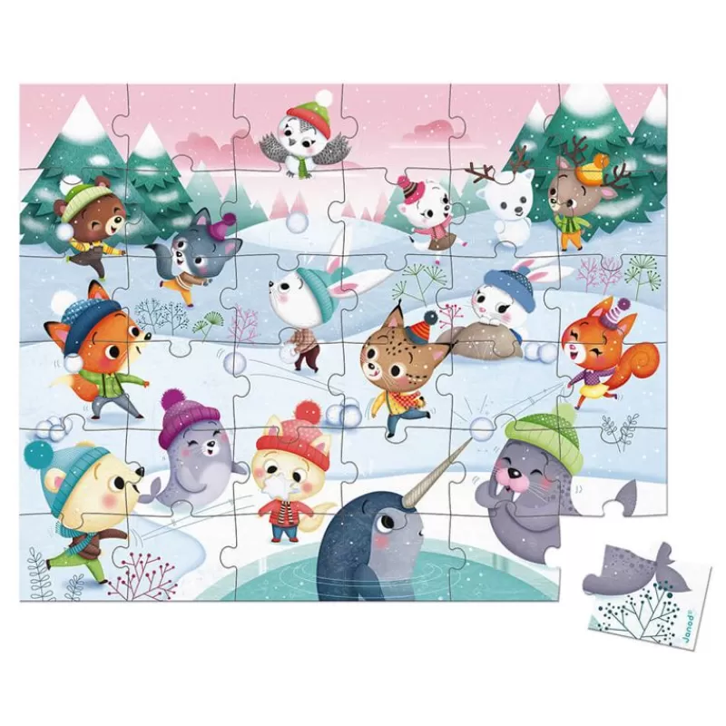 Janod Puzzle Lucha De Bolas De Nieve 36 Piezas - ^ Puzzles De 20 A 48 Piezas