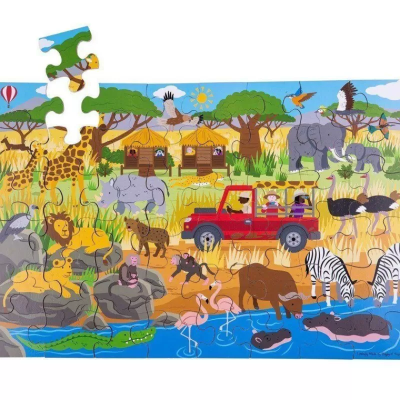 Bigjigs Toys Rompecabezas Gigante Aventura Africana - ^ Puzzles De 20 A 48 Piezas