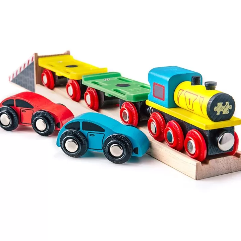 Bigjigs Toys Tren Para Transporte De Coches - ^ Locomotoras, Vagones Y Trenes Brio